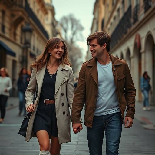 Sophie Marceau et Gaspard Ulliel marchant main dans la main dans les rues de Paris.